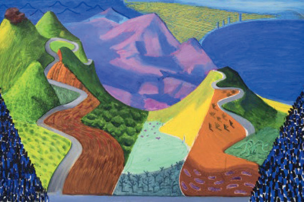 Peinture de paysage colorée de David Hockney
